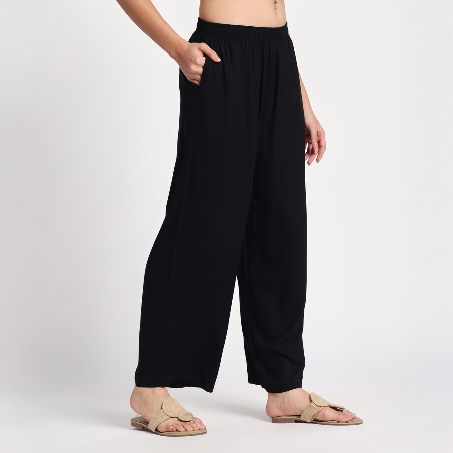 Black Straight Palazzo Pants