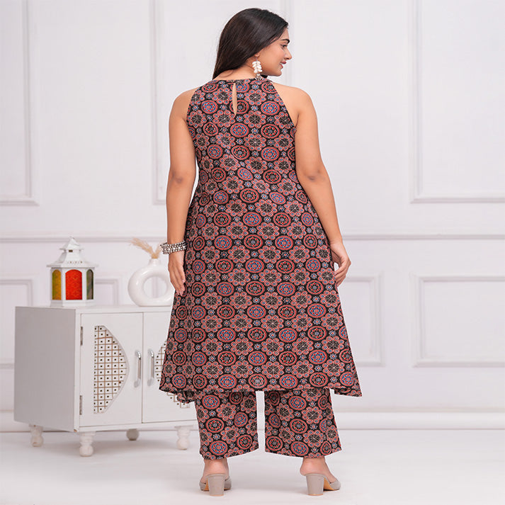 Black Ajrakh Printed cotton coord set