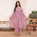 Purple & White Floral Printed Alia Cut Cotton Co-ord set