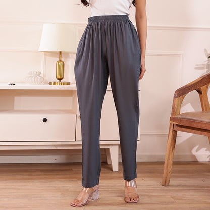 Slim Fit Mid-Rise Dark Grey Narrow Pant