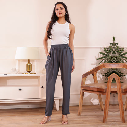 Slim Fit Mid-Rise Dark Grey Narrow Pant