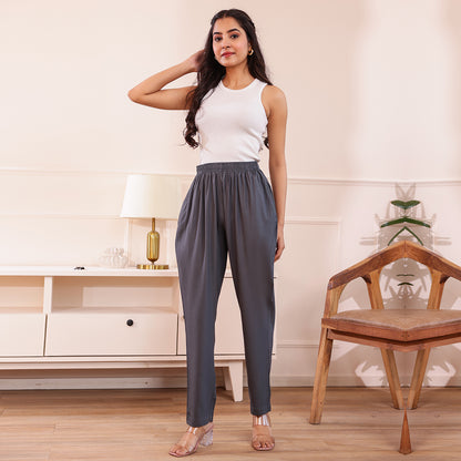 Slim Fit Mid-Rise Dark Grey Narrow Pant