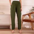 Slim Fit Mid-Rise Mehndi Green Narrow Pant