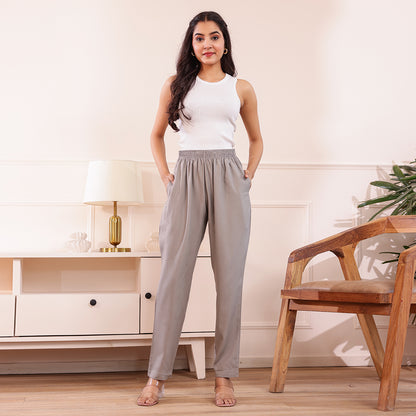 Slim Fit Mid-Rise Grey Narrow Pant