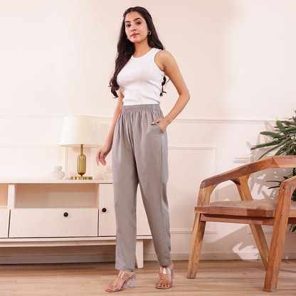 Slim Fit Mid-Rise Grey Narrow Pant