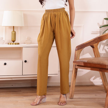 Slim Fit Mid-Rise Gold Narrow Pant