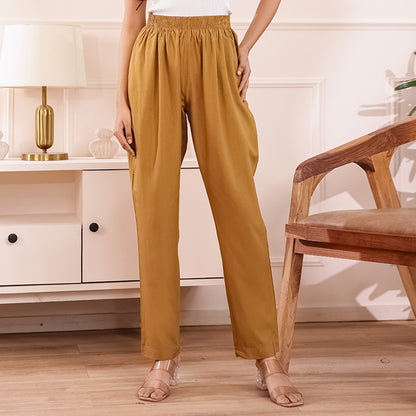 Slim Fit Mid-Rise Gold Narrow Pant