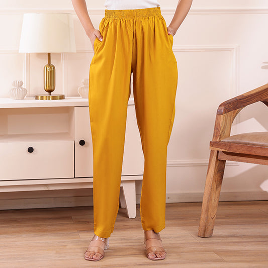 Slim Fit Mid-Rise Mustard Narrow Pant