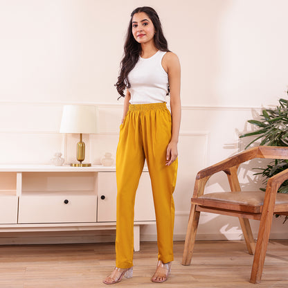 Slim Fit Mid-Rise Mustard Narrow Pant