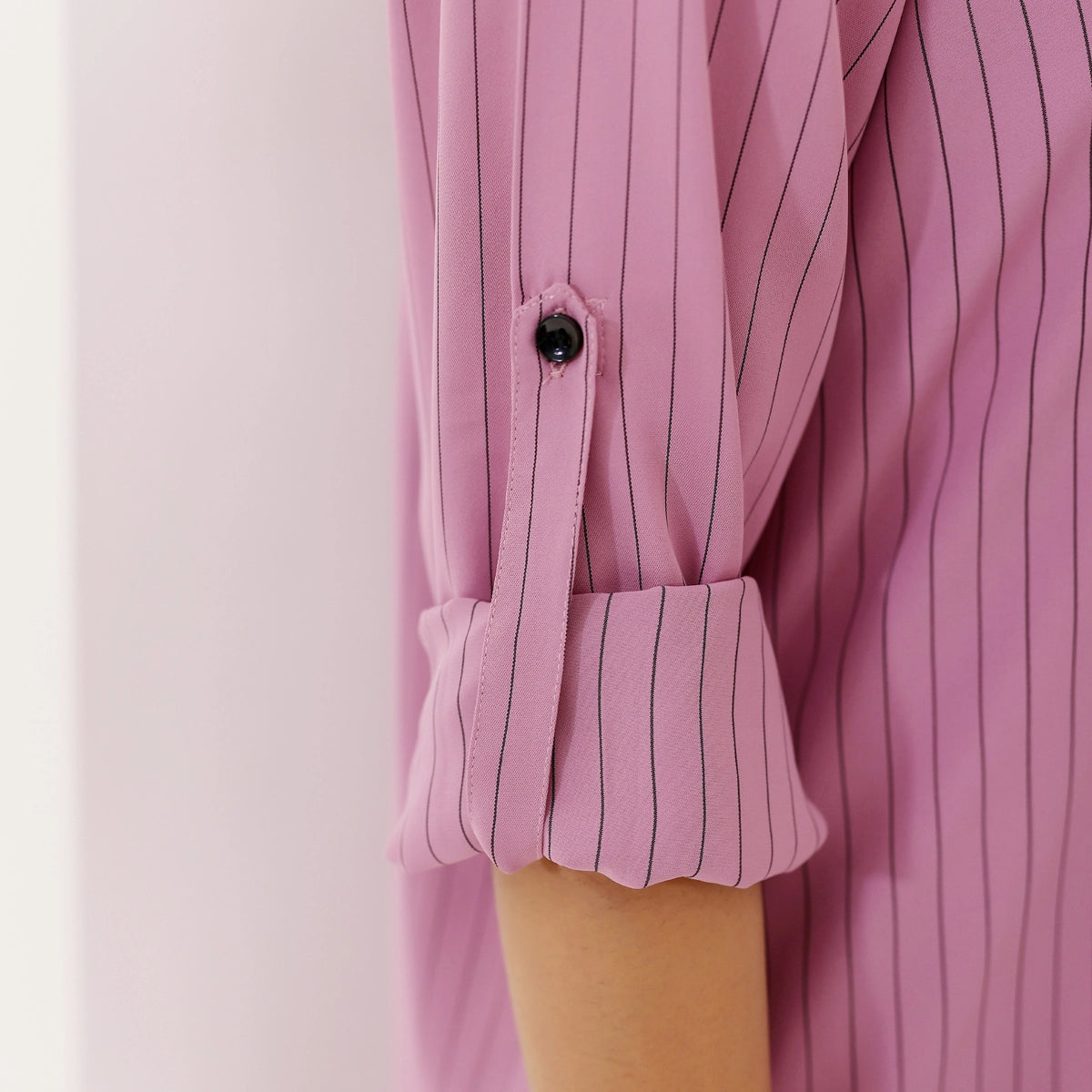 Dusty Mauve High Low Stripes Shirt