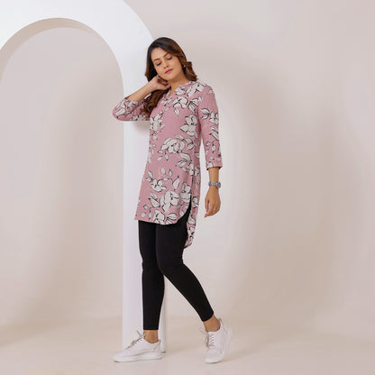 Dusky Rose Floral Printed Rayon Tunic