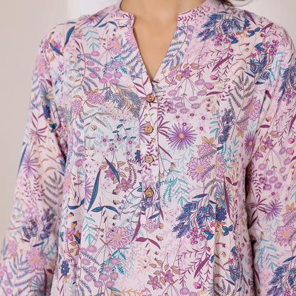 Lavender floral printed Rayon Tunic