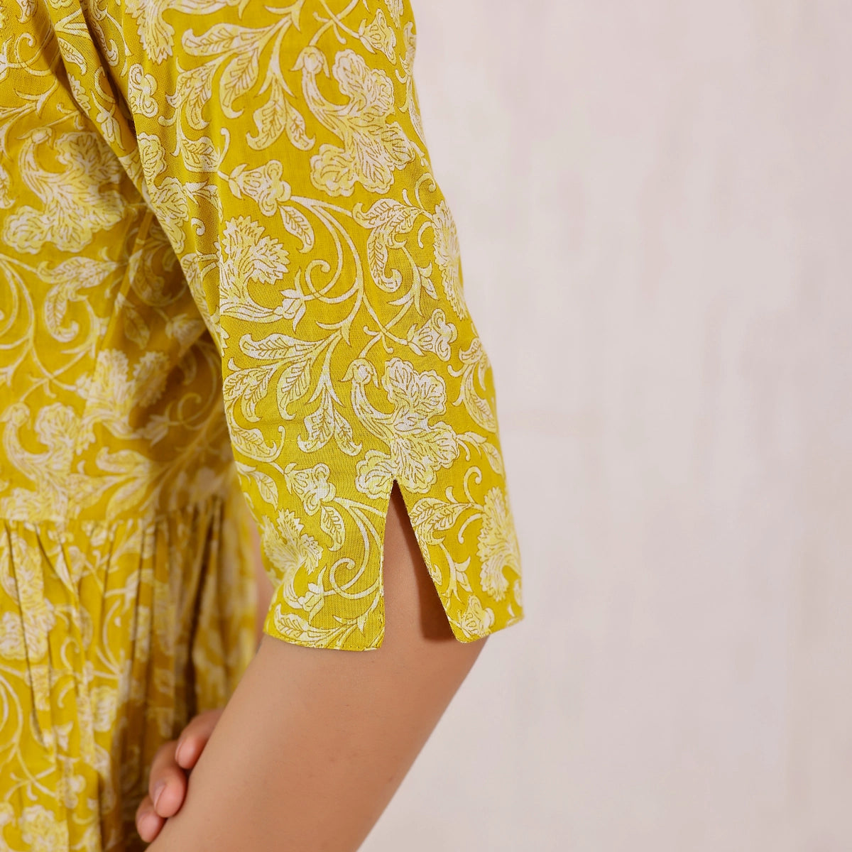 Mustard Yellow Floral Printed Cotton Co-ord set