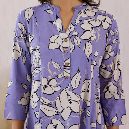 Pastel Lavender Floral Printed Rayon Tunic