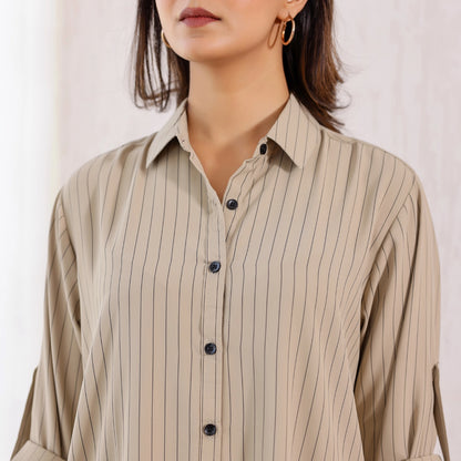 Vintage Mauve High Low Stripes Shirt