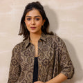 Pastel Grey Ajrakh Print Cotton Shirt