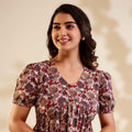 Misty Rose Floral Print Alia Cut Cotton Dress