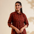 Red & Black Ajrakh Print Cotton Shirt