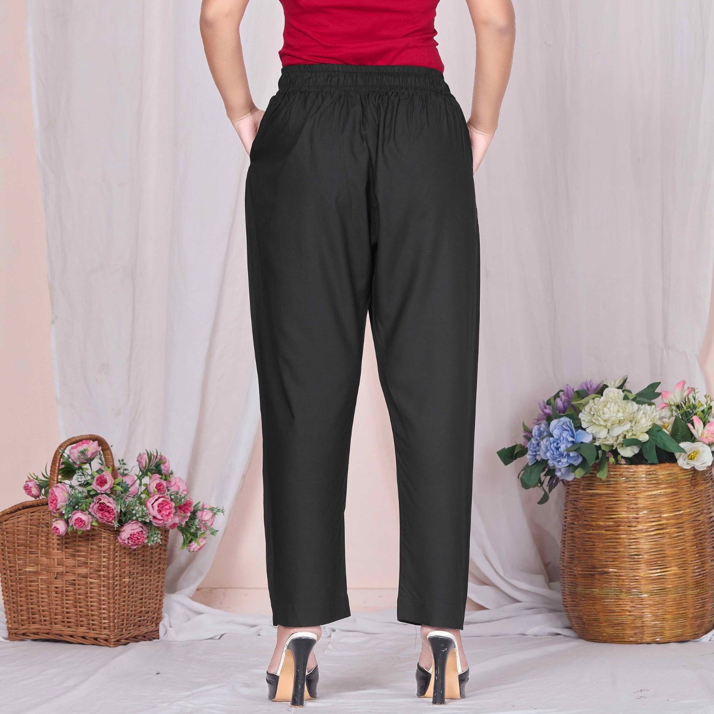 Plus Size Slim Fit Mid-Rise Black Narrow Pant