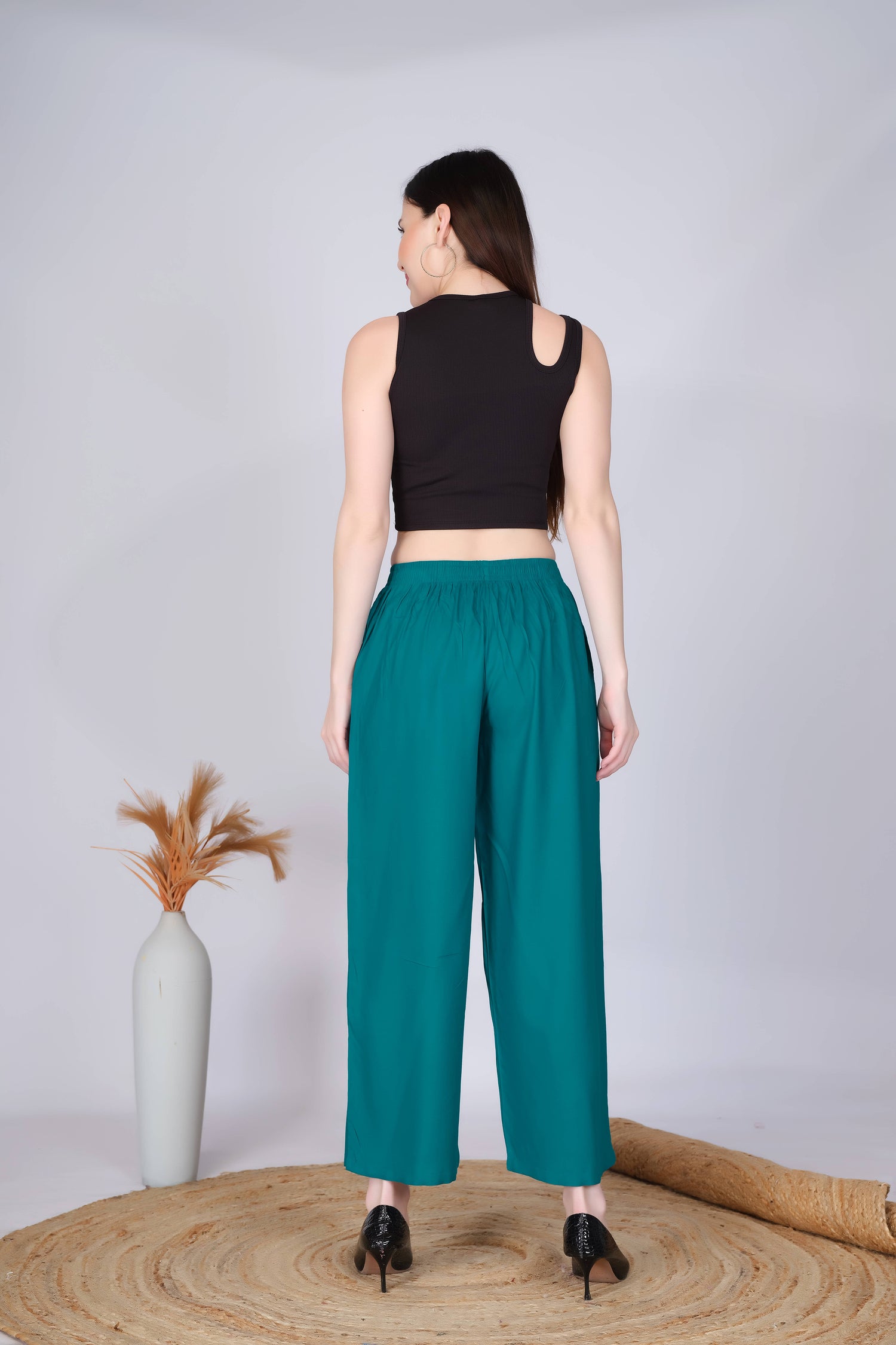 Rama Green Straight Palazzo Pants