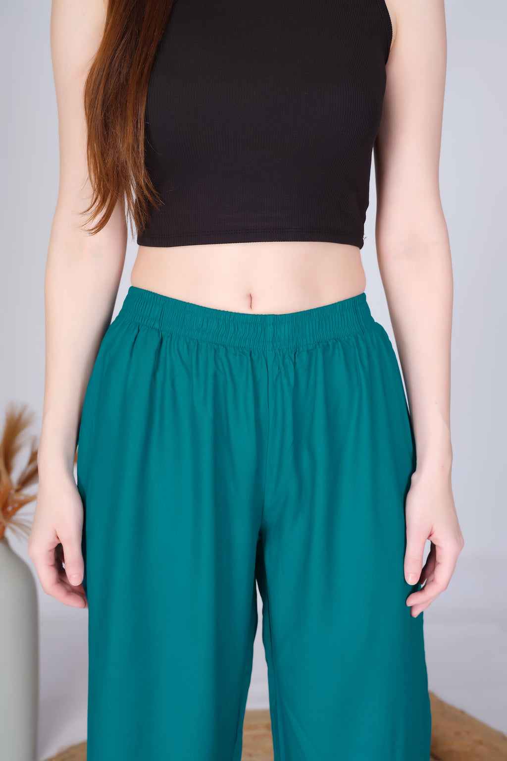 Rama Green Straight Palazzo Pants
