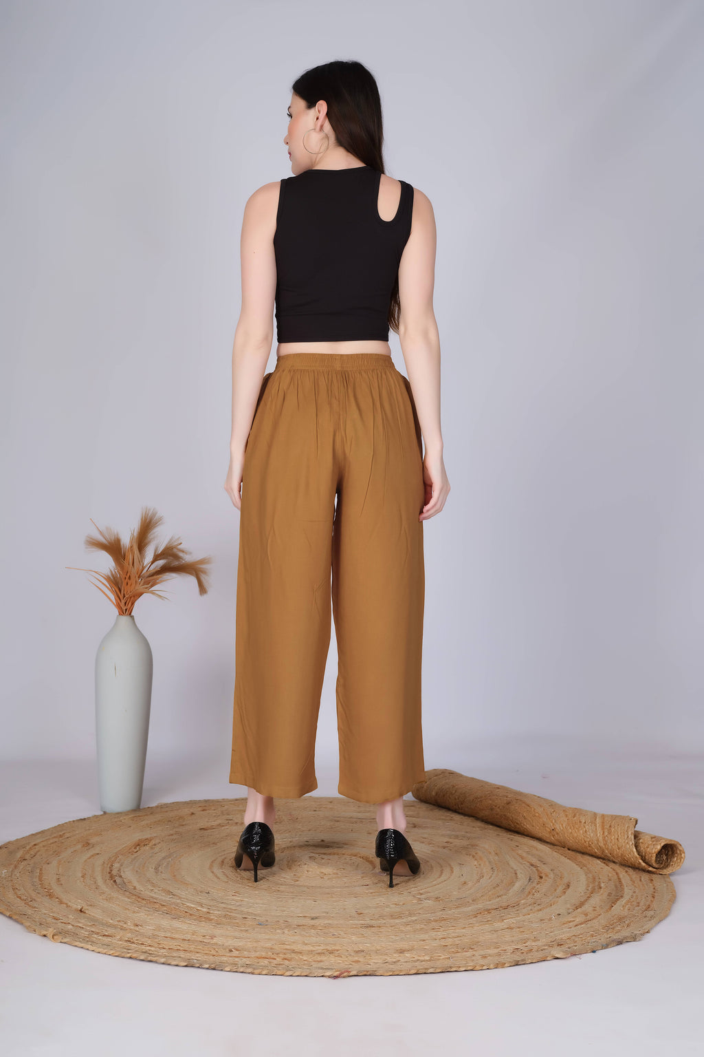 Gold Straight Palazzo Pants