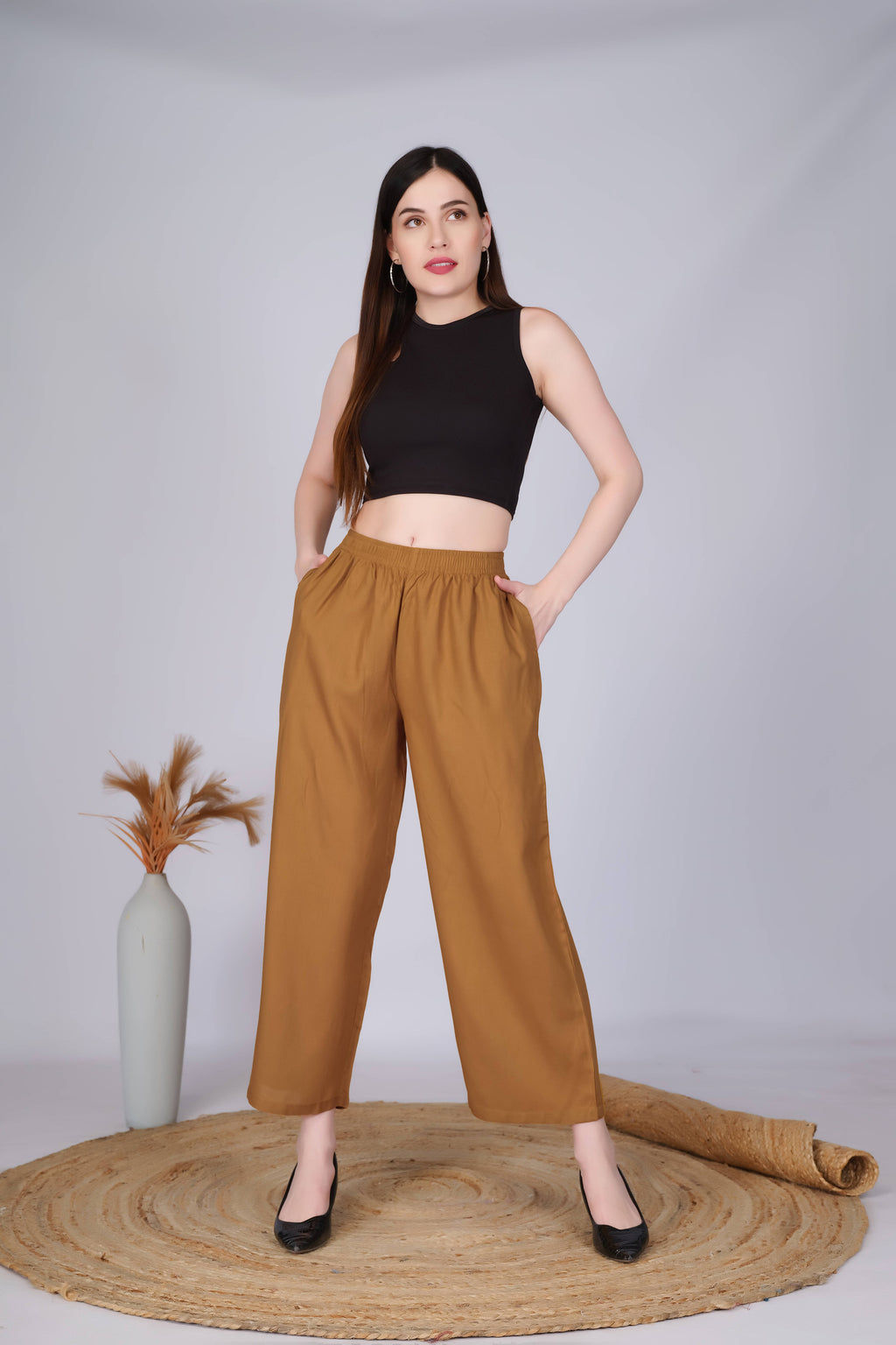 Gold Straight Palazzo Pants