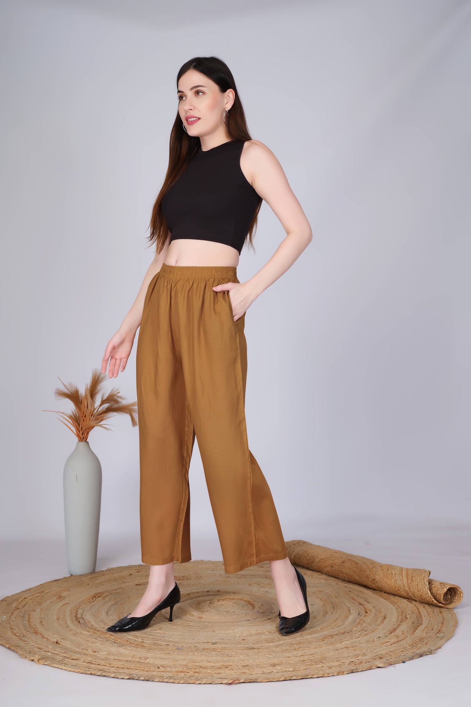 Gold Straight Palazzo Pants
