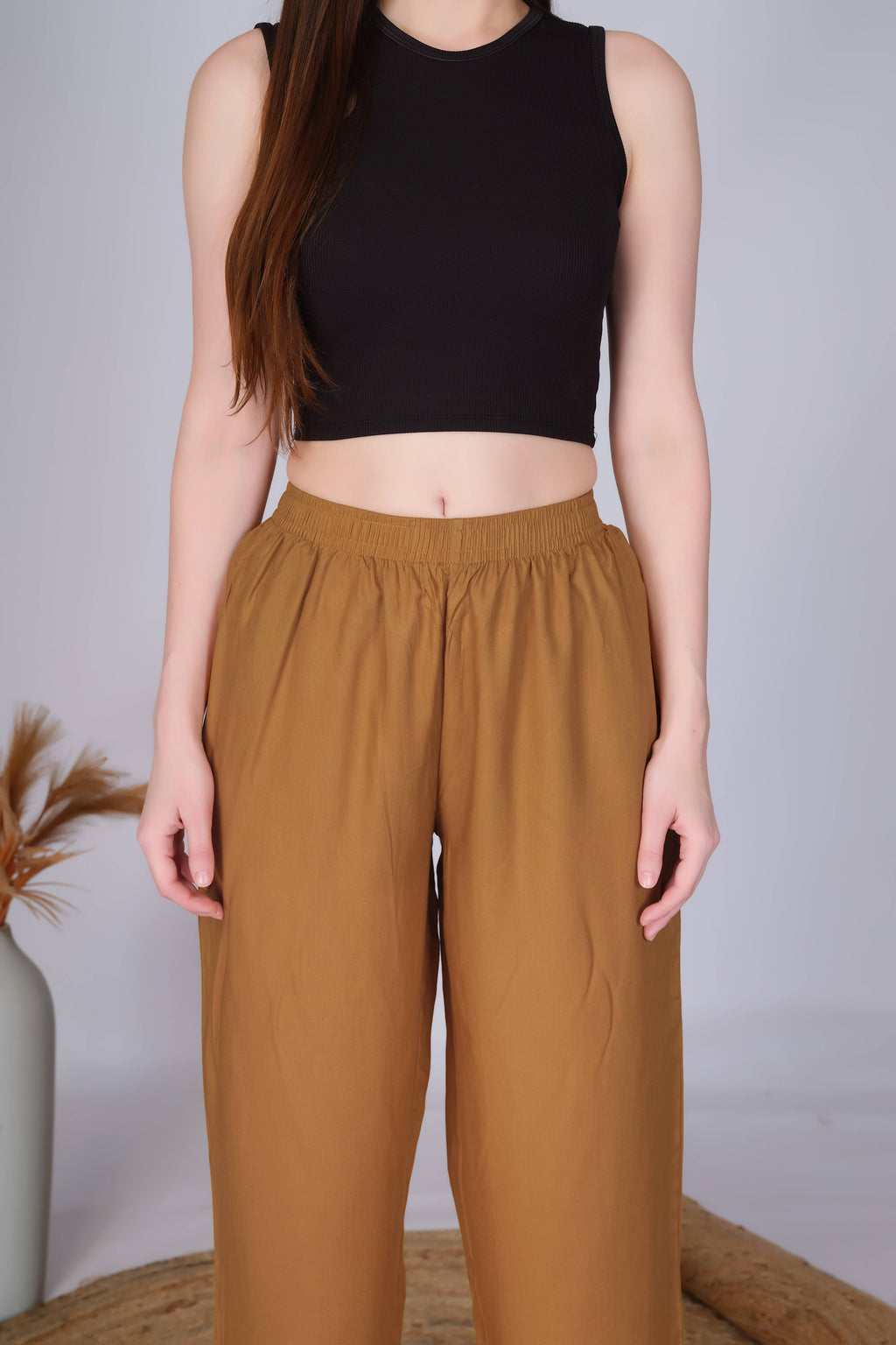 Gold Straight Palazzo Pants