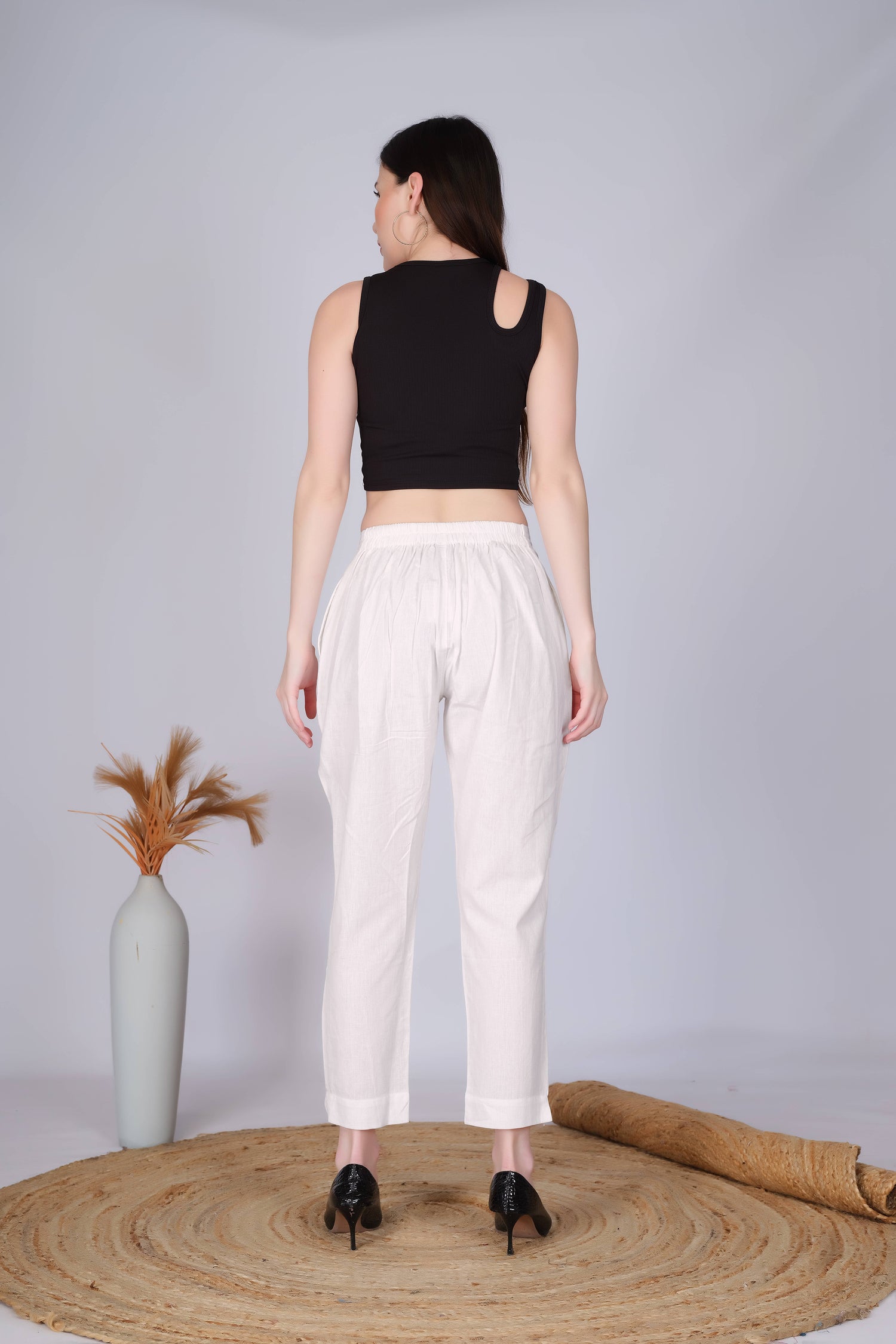Off White Slim Fit Cotton Pants
