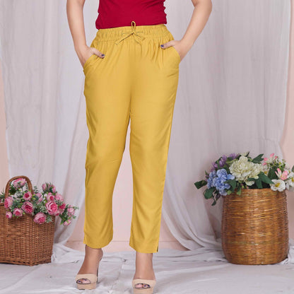 Plus Size Slim Fit Mid-Rise Mustard Narrow Pant