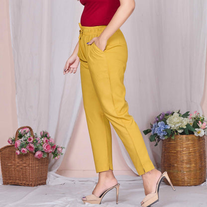 Plus Size Slim Fit Mid-Rise Mustard Narrow Pant