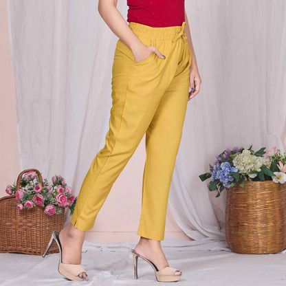 Plus Size Slim Fit Mid-Rise Mustard Narrow Pant