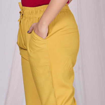 Plus Size Slim Fit Mid-Rise Mustard Narrow Pant