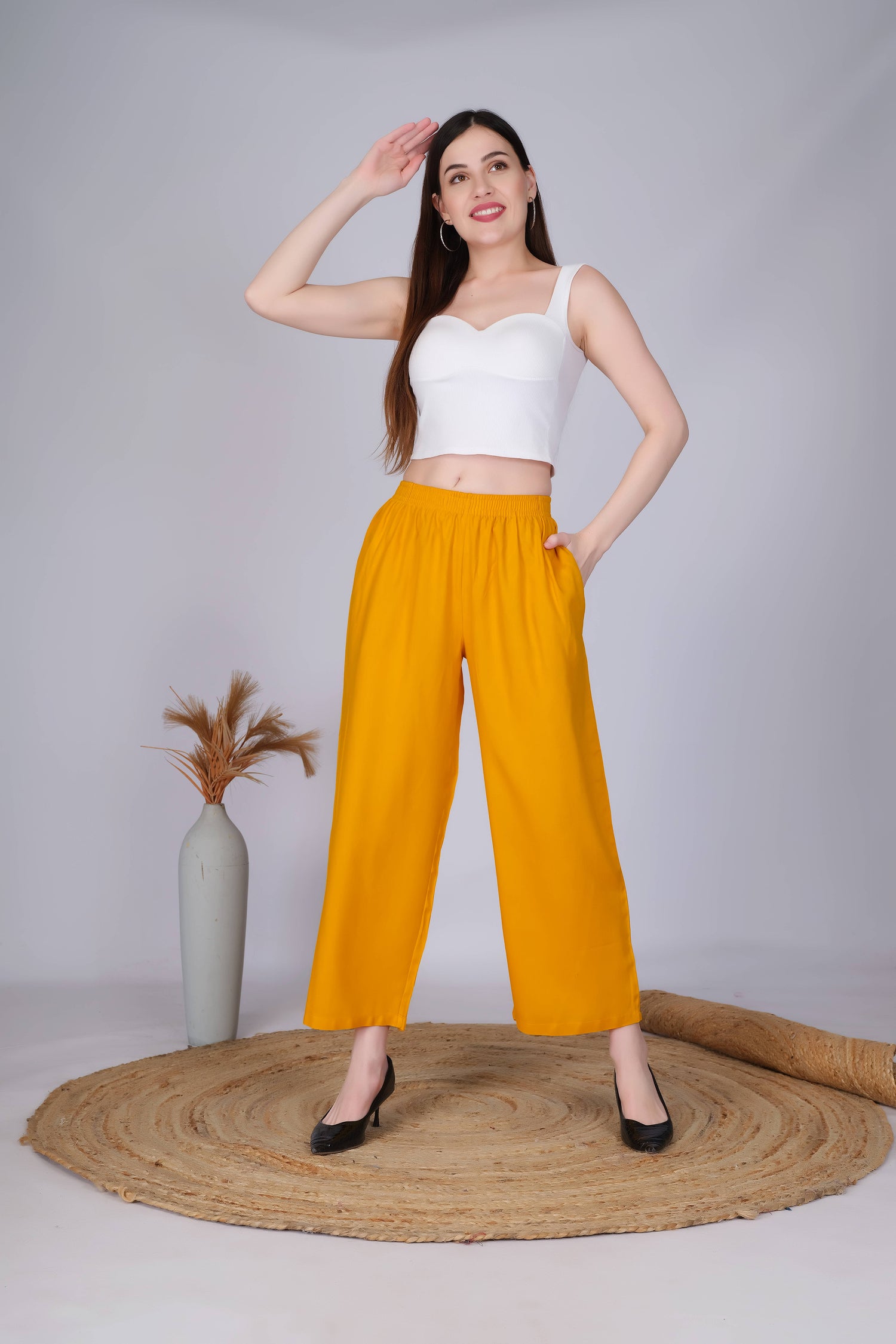 Mustard Straight Palazzo Pants