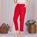 Plus Size Slim Fit Mid-Rise Red Narrow Pant