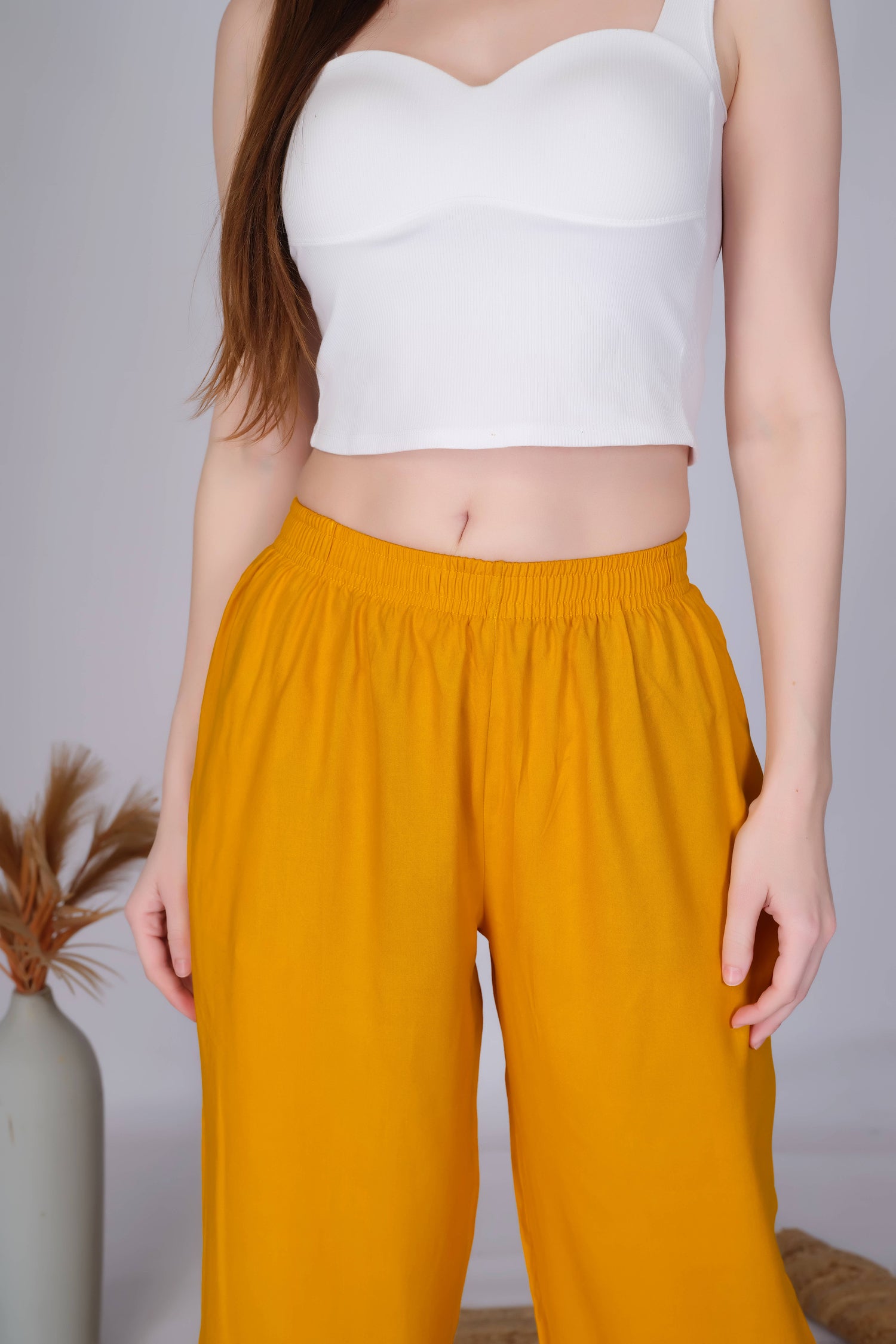 Mustard Straight Palazzo Pants