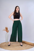 Flared Bottle Green (Embroidered) Palazzo Pant