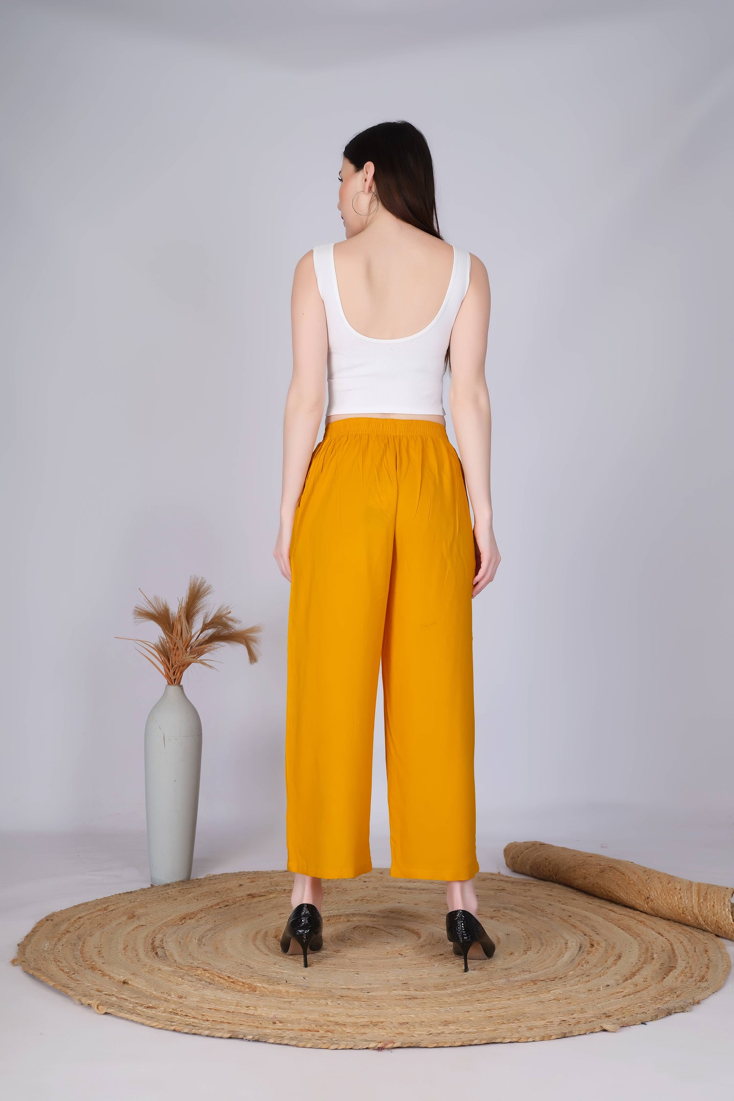 Mustard Straight Palazzo Pants