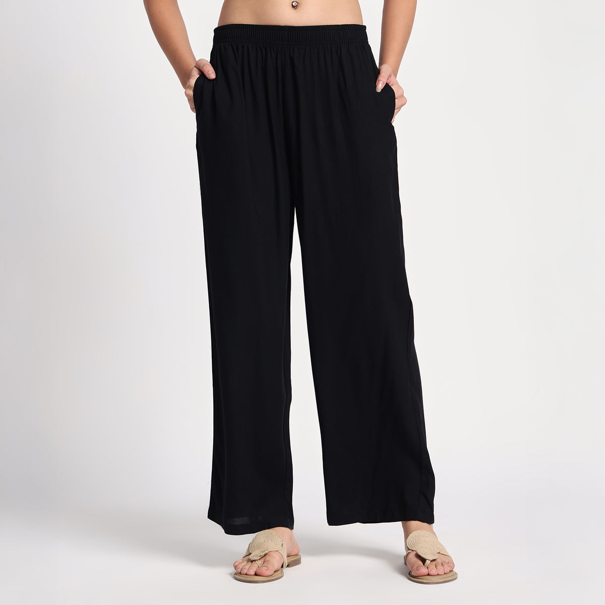 Black Straight Palazzo for Women