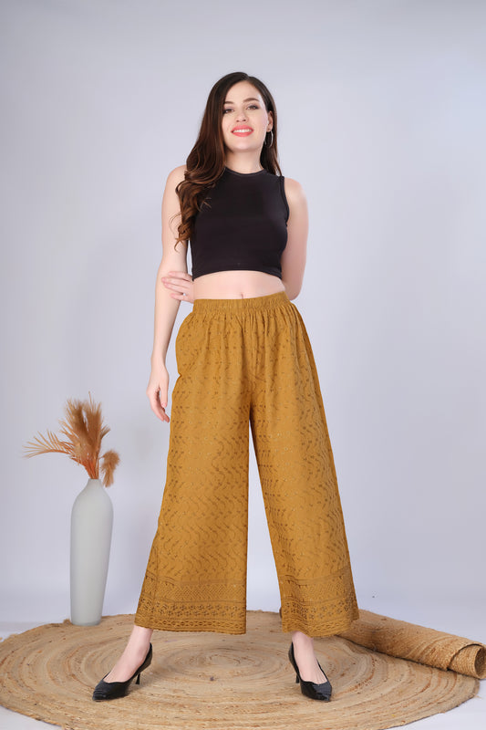 Gold (Embroidered) Palazzo Pant