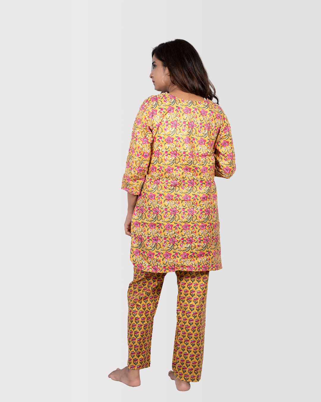 Mustard Yellow Print Bagru Print Top Set