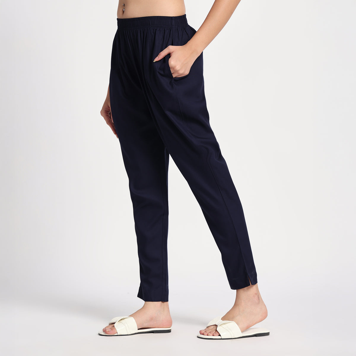 Navy Blue Narrow Pants for Women
