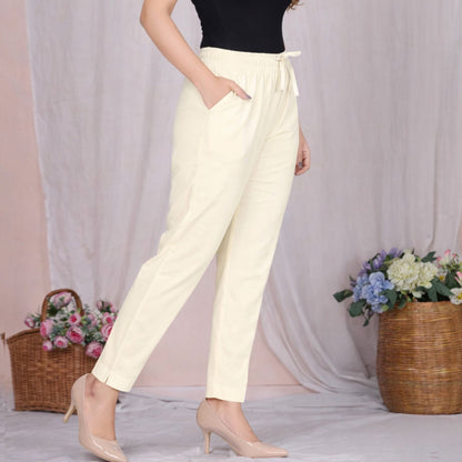 Plus Size Slim Fit Mid-Rise Cream Narrow Pant