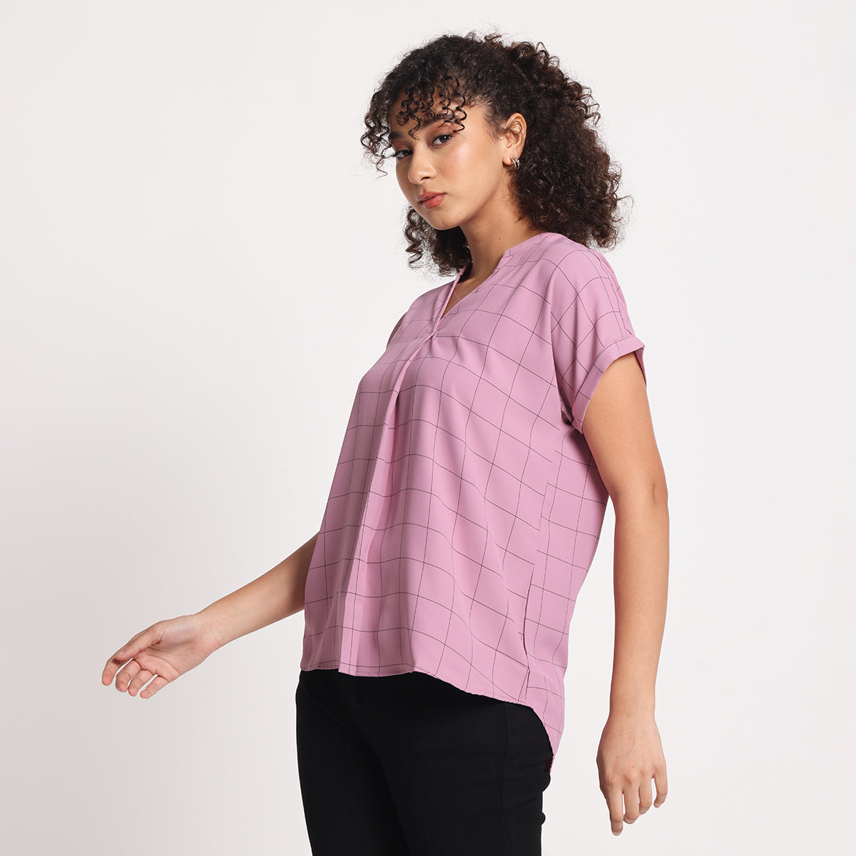 Dusty Mauve Check Tunic
