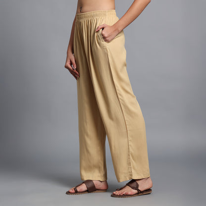 Light Beige Straight Palazzo Pants