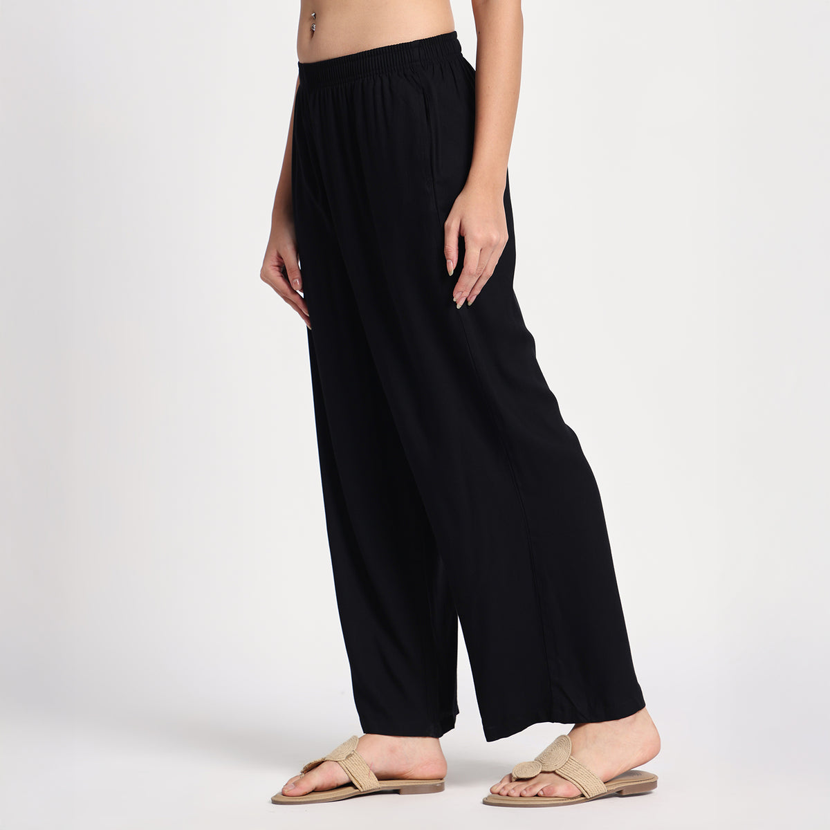 Black Straight Palazzo for Women