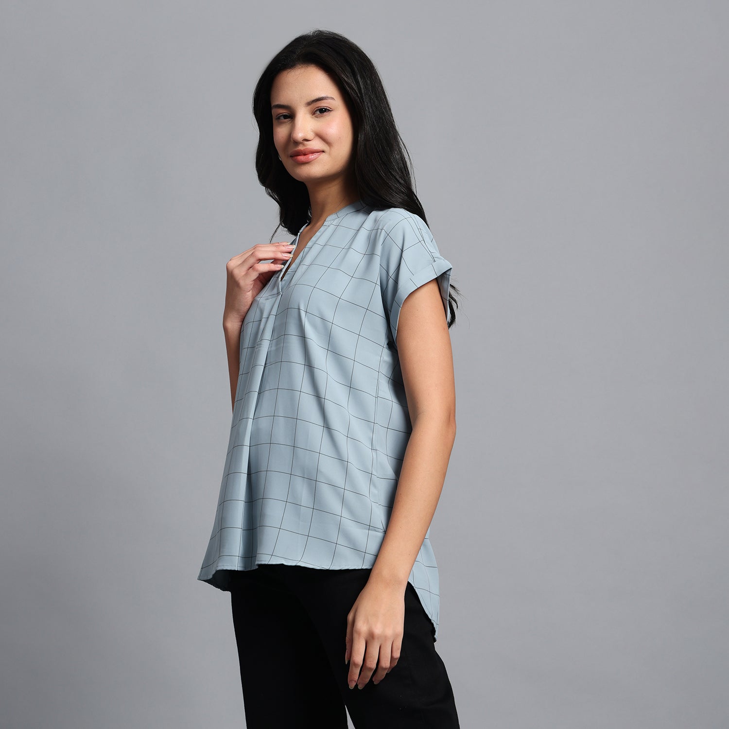 Pastle Blue Check Tunic