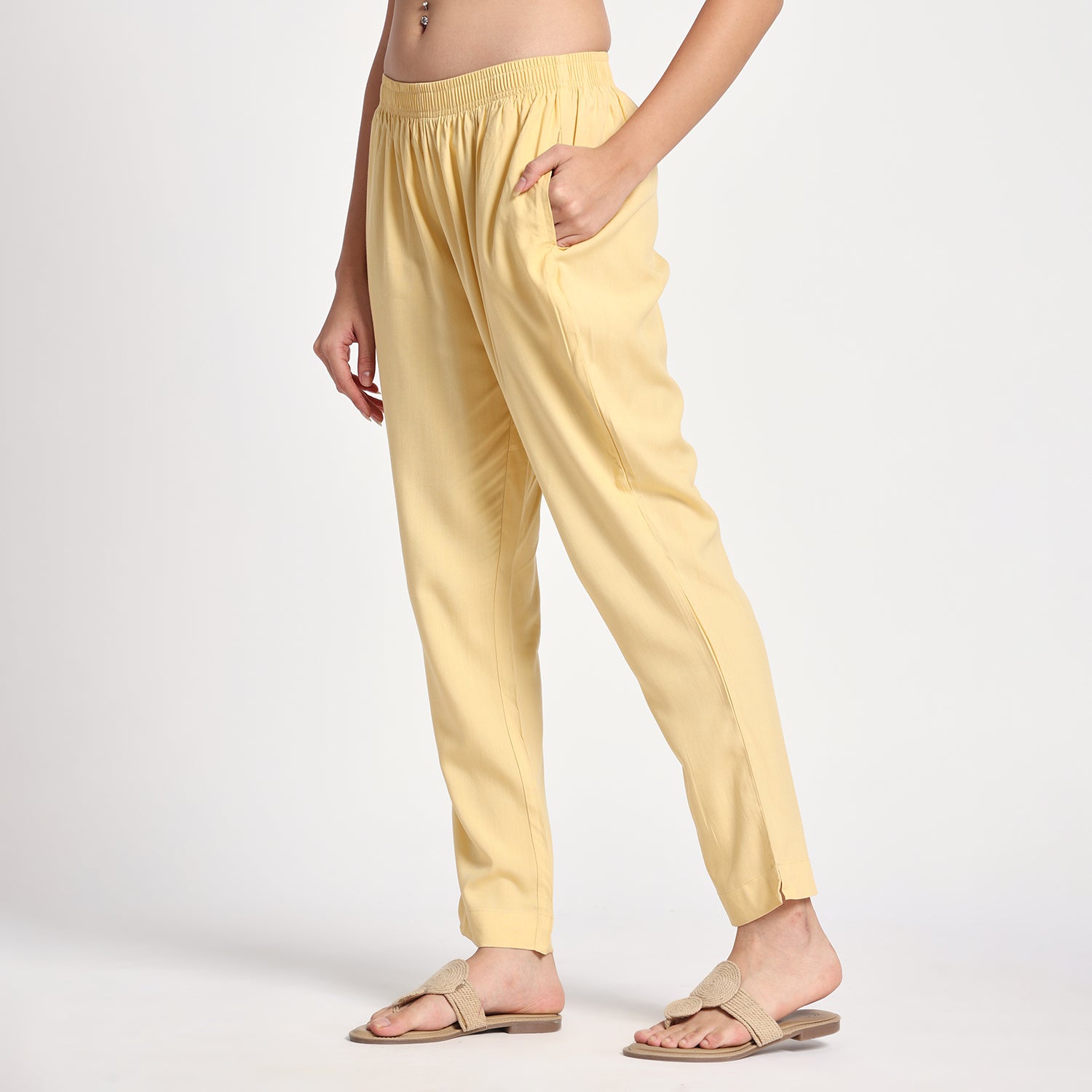 Slim Fit Mid-Rise Beige Narrow Pant