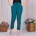 Plus Size Slim Fit Mid-Rise Teal Blue Narrow Pant